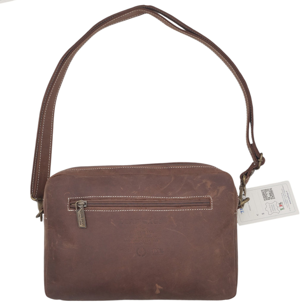 '- ["Accessori","Artigianato","Borse","Donna","Leaf Bags","Nuovo","Ultima Taglia"] - Leaf Bags Borsa Marrone Pelle Invecchiato 3653I - Lupis SRL
