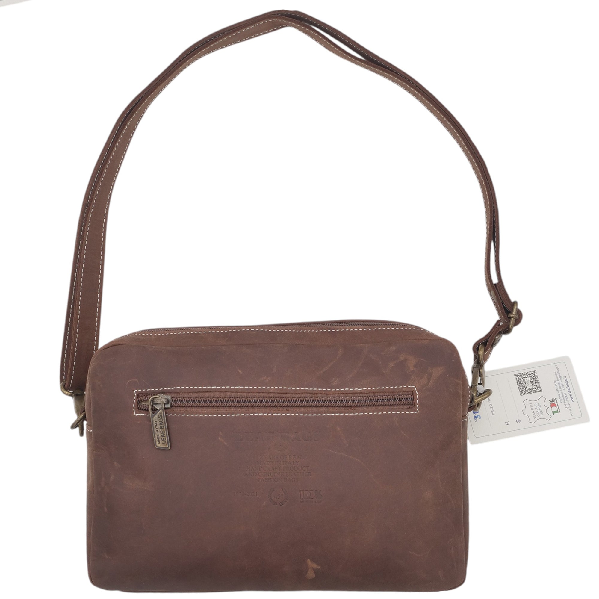 '- ["Accessori","Artigianato","Borse","Donna","Leaf Bags","Nuovo","Ultima Taglia"] - Leaf Bags Borsa Marrone Pelle Invecchiato 3653I - Lupis SRL