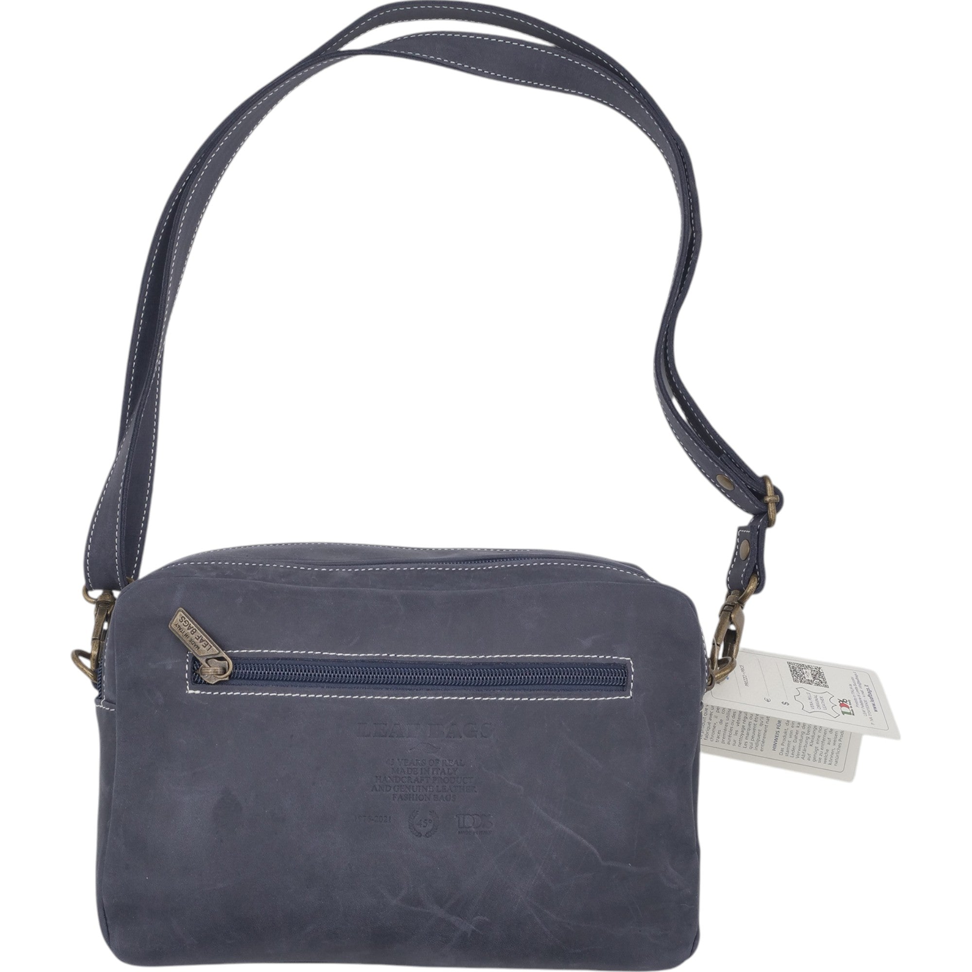 '- ["Accessori","Artigianato","Borse","Donna","Leaf Bags","Nuovo"] - Leaf Bags Borsa Navy Pelle Invecchiato 3653I - Lupis SRL