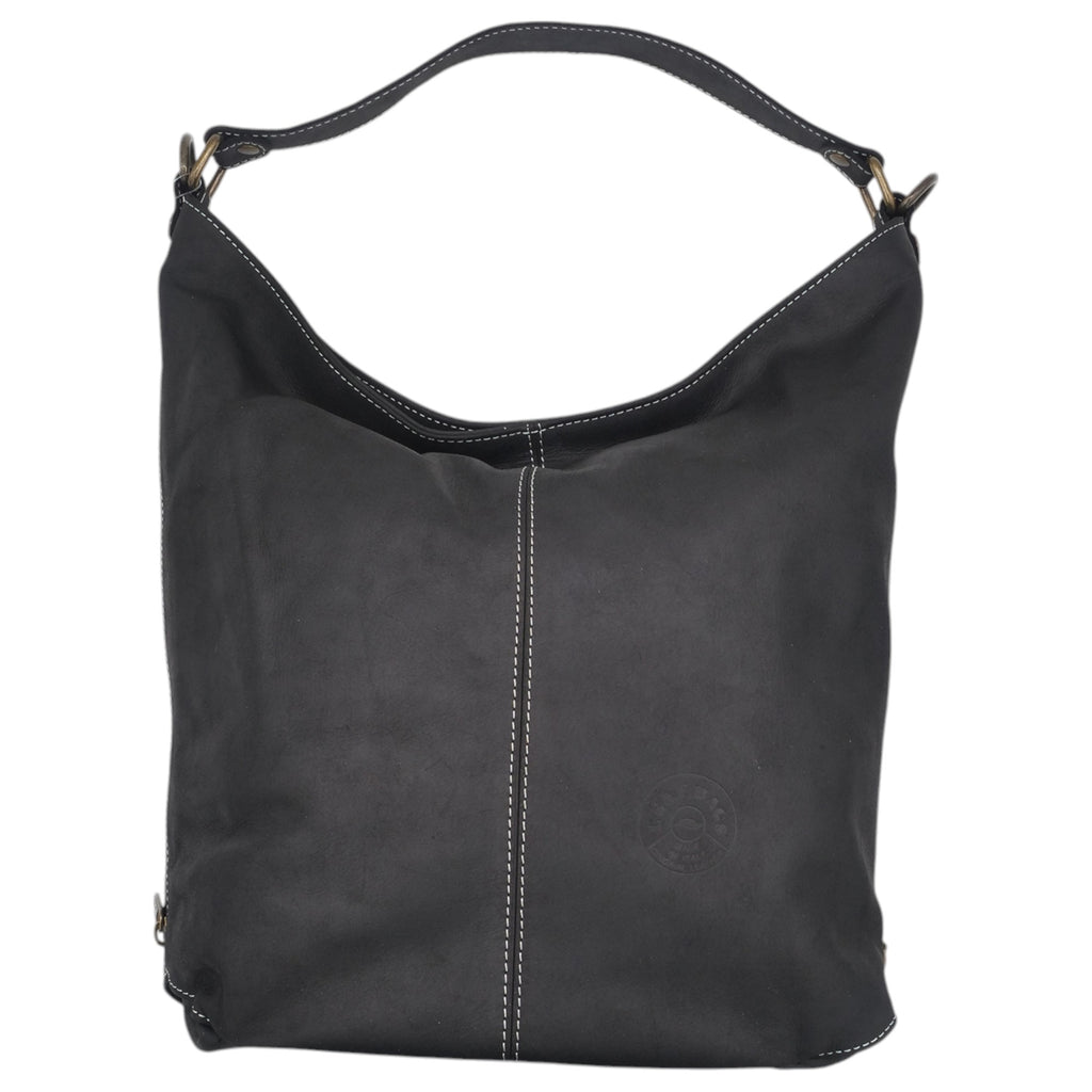  - ["Accessori","Artigianato","Borse","Donna","Leaf Bags","Nuovo"] - Leaf Bags Borsa Nero Pelle Invecchiato 3438I - Lupis SRL
