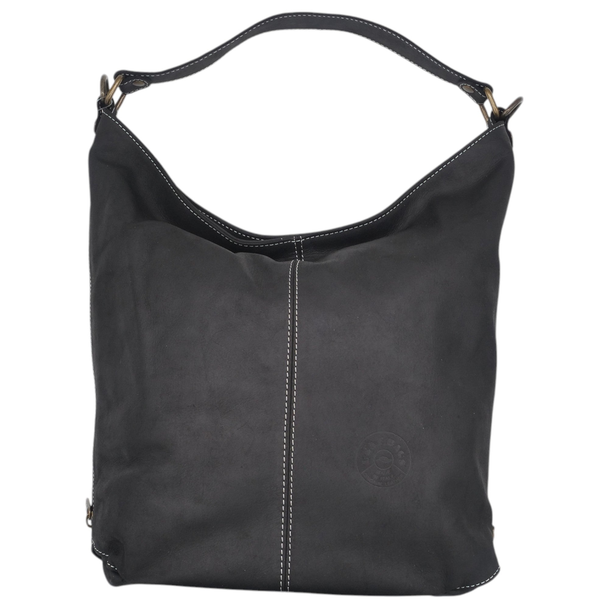  - ["Accessori","Artigianato","Borse","Donna","Leaf Bags","Nuovo"] - Leaf Bags Borsa Nero Pelle Invecchiato 3438I - Lupis SRL