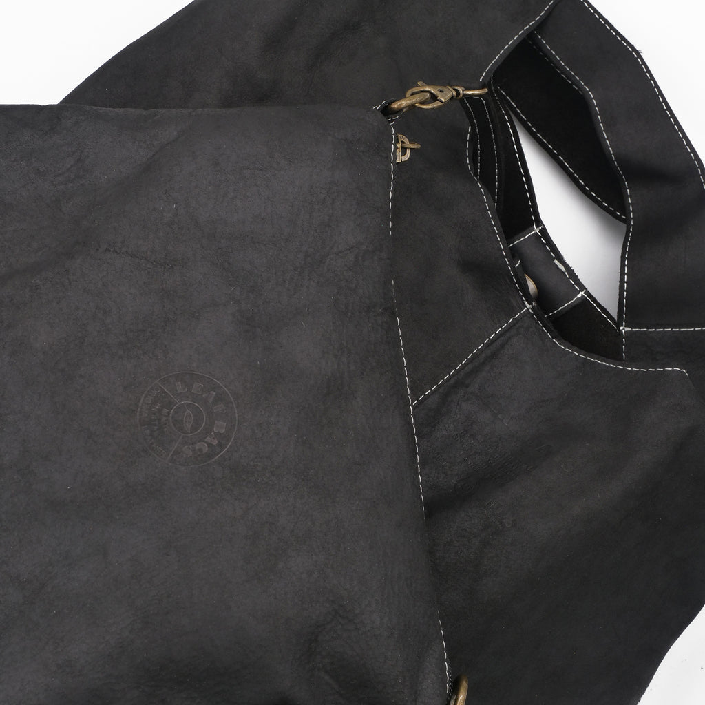 '- ["Accessori","Artigianato","Borse","Donna","Leaf Bags","Nuovo"] - Leaf Bags Borsa Nero Pelle Invecchiato 3618I - Lupis SRL