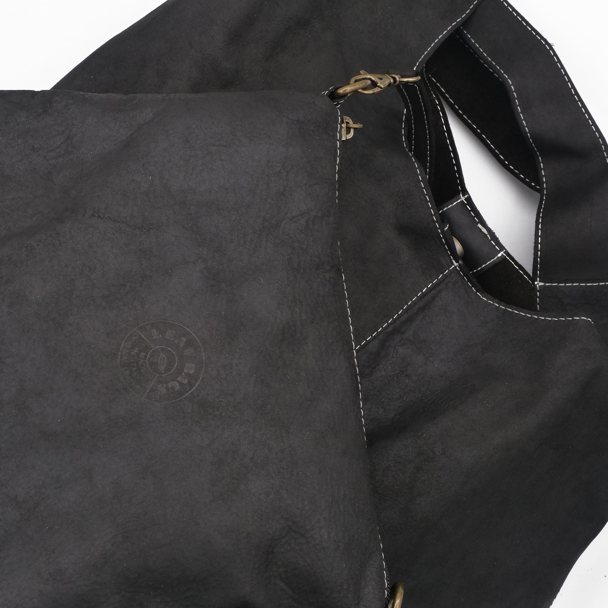 '- ["Accessori","Artigianato","Borse","Donna","Leaf Bags","Nuovo"] - Leaf Bags Borsa Nero Pelle Invecchiato 3618I - Lupis SRL