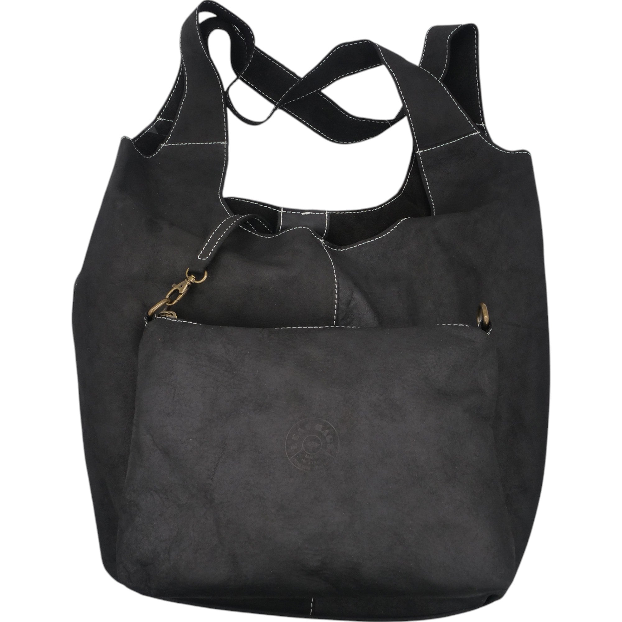 '- ["Accessori","Artigianato","Borse","Donna","Leaf Bags","Nuovo"] - Leaf Bags Borsa Nero Pelle Invecchiato 3618I - Lupis SRL