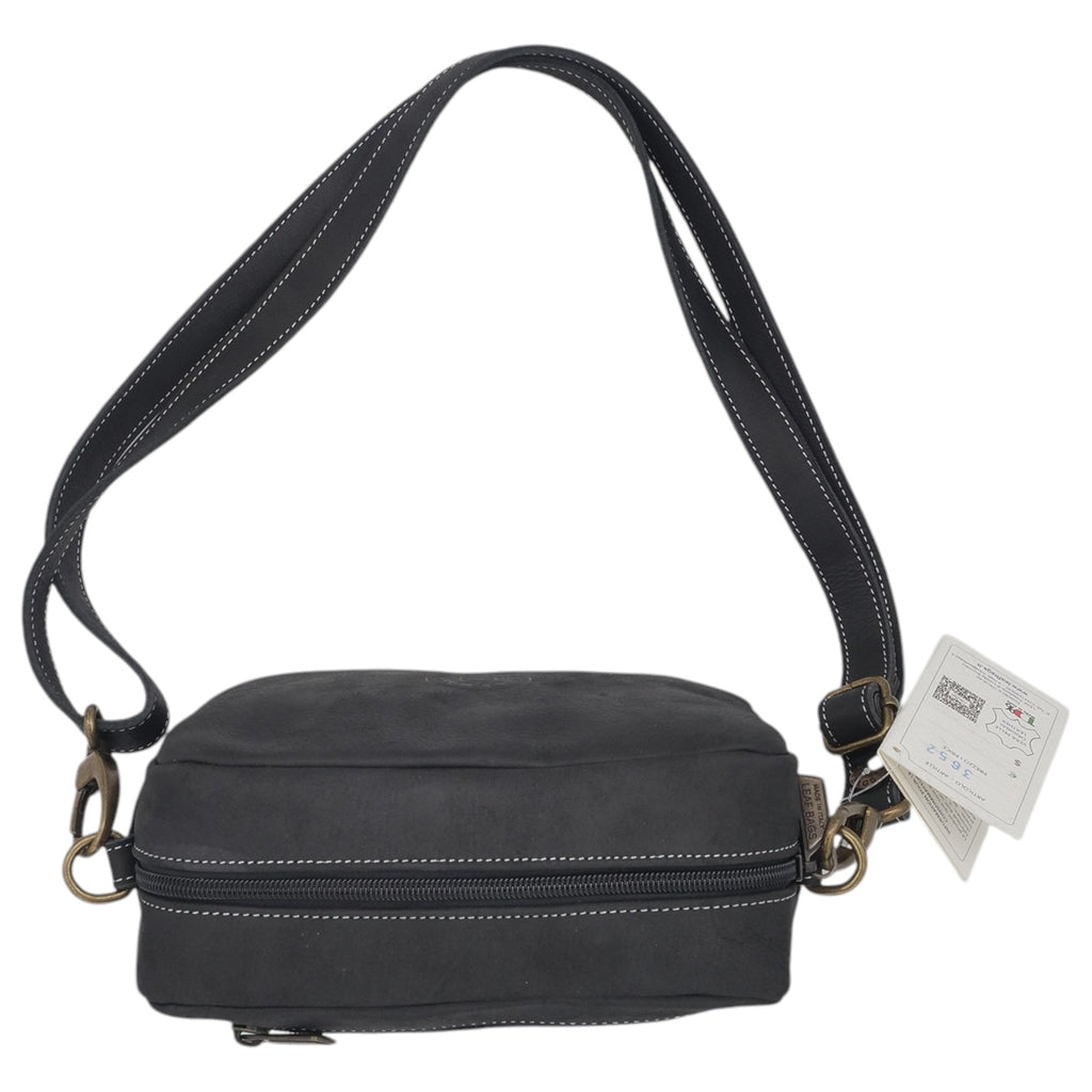 '- ["Accessori","Artigianato","Borse","Donna","Leaf Bags","Nuovo","Ultima Taglia"] - Leaf Bags Borsa Nero Pelle Invecchiato 3652I - Lupis SRL