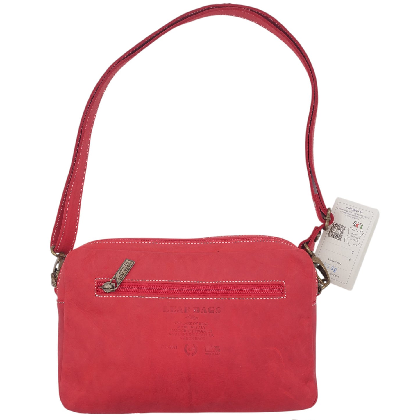 Leaf Bags Borsa Rosso Pelle Invecchiato 3653I