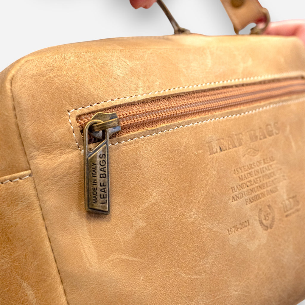 Leaf Bags Borsa Beige Pelle Invecchiato 3652I