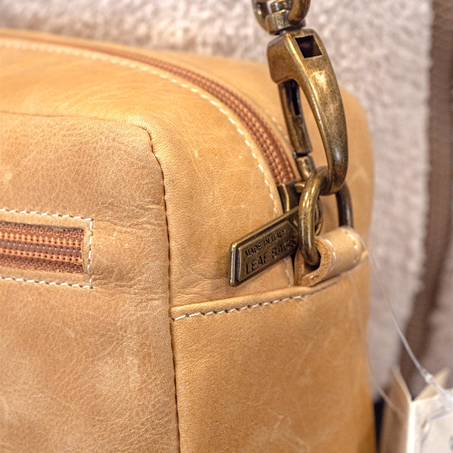 Leaf Bags Borsa Beige Pelle Invecchiato 3652I