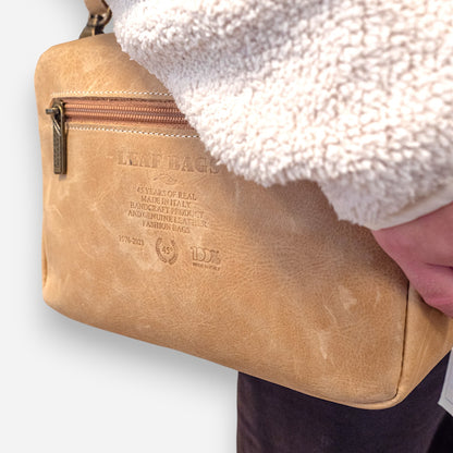 Leaf Bags Borsa Beige Pelle Invecchiato 3652I