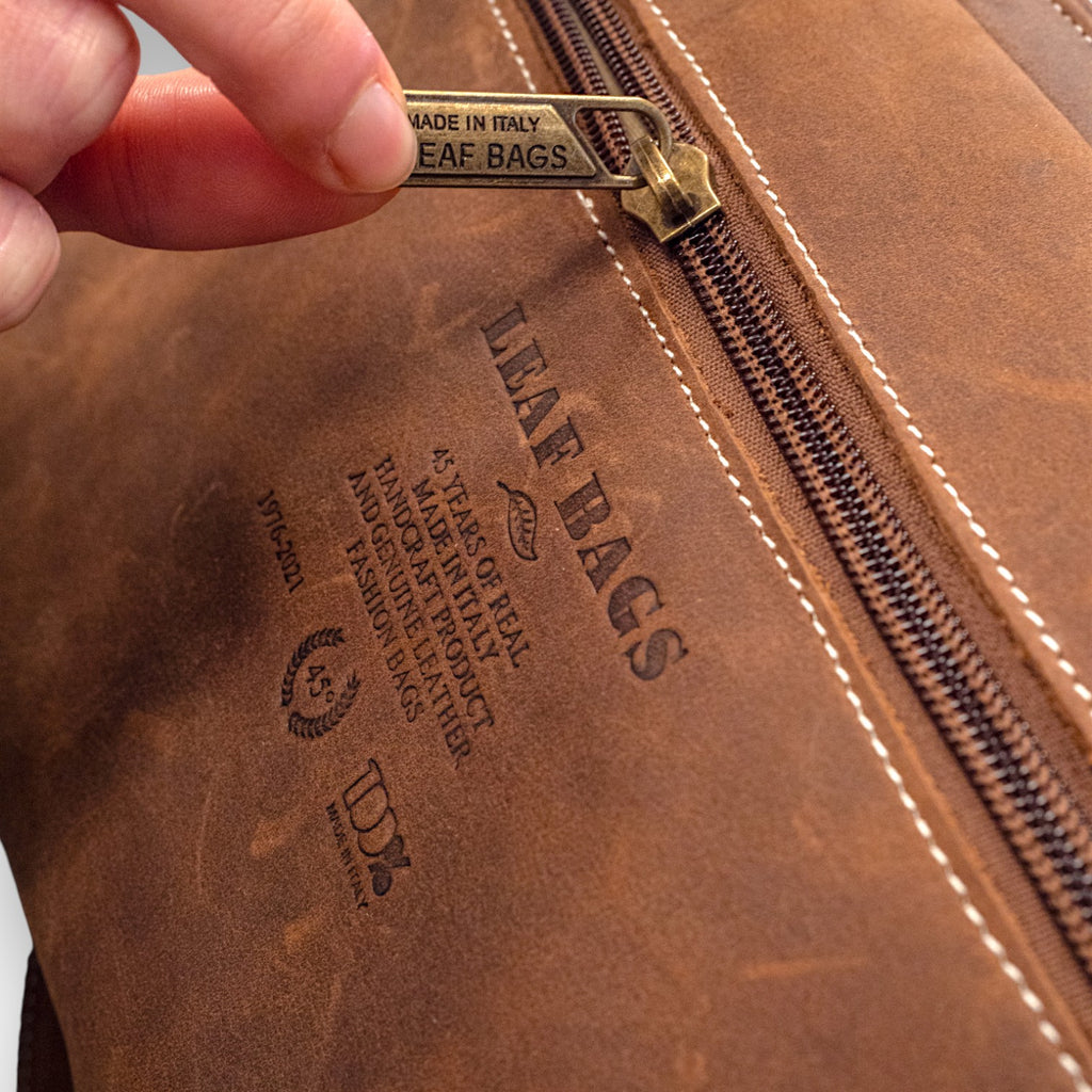 Leaf Bags Dark Brown Aged Leather Bag 3653