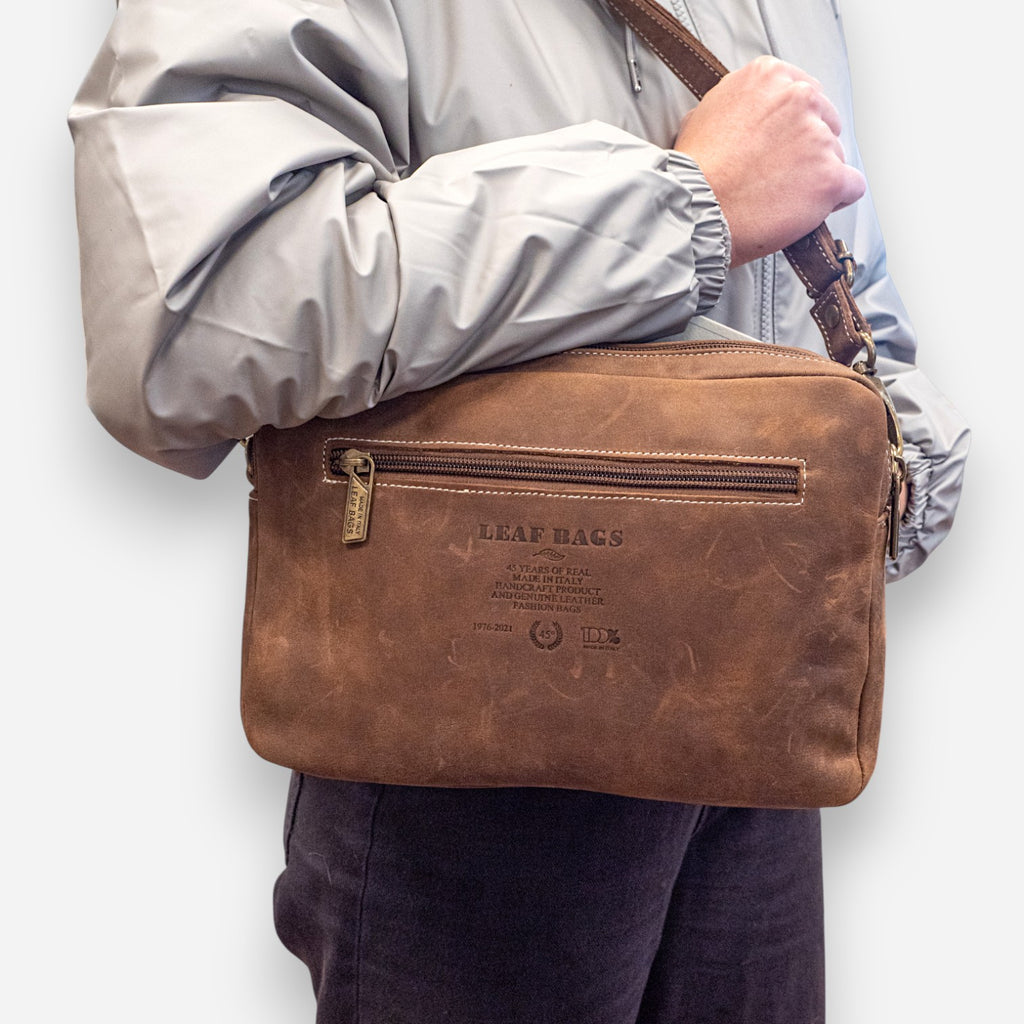 Leaf Bags Dark Brown Aged Leather Bag 3653