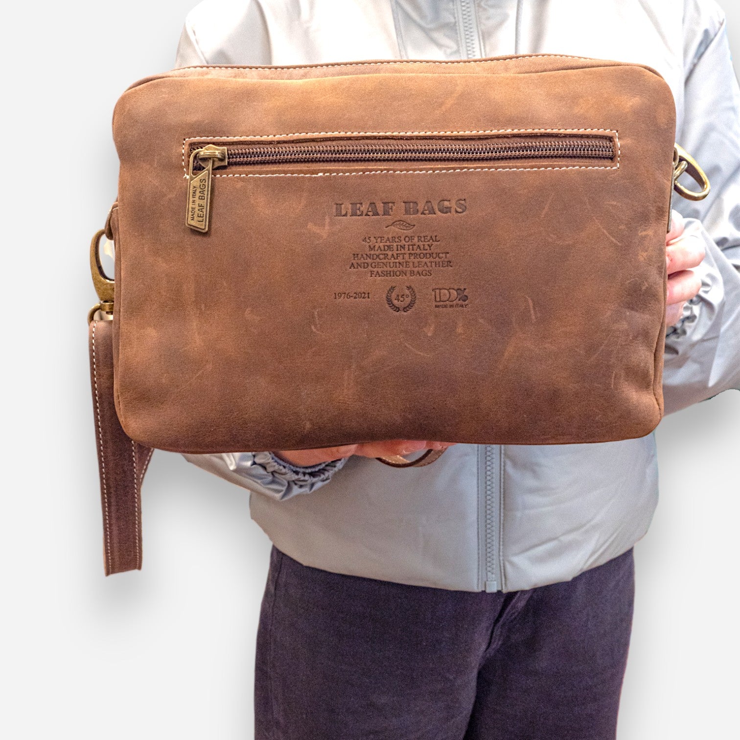 Leaf Bags Dark Brown Aged Leather Bag 3653