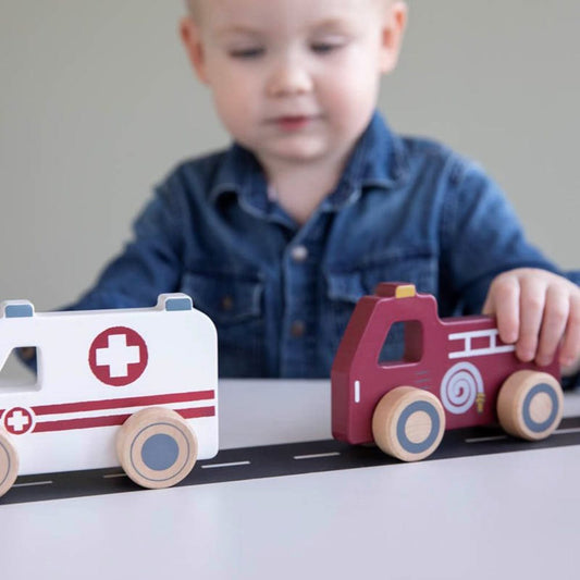  - ["Accessori","FW25","Giocattoli","Infant","Kids","Little Dutch","Toddler"] - Giocattolo Little Dutch Set veicoli primo soccorso In Legno LD4388 - Lupis SRL