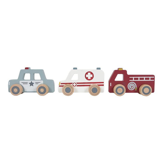  - ["Accessori","FW25","Giocattoli","Infant","Kids","Little Dutch","Toddler"] - Giocattolo Little Dutch Set veicoli primo soccorso In Legno LD4388 - Lupis SRL