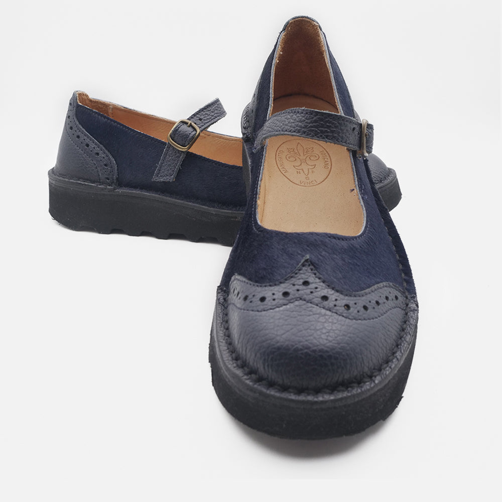 '- ["Artigianato","Ballerine","Cinturino","Donna","Manufatto Toscano Vinci","Nuovo","Scarpe"] - Manufatto Toscano Vinci Dollaro Pony Blu 12 - Lupis SRL