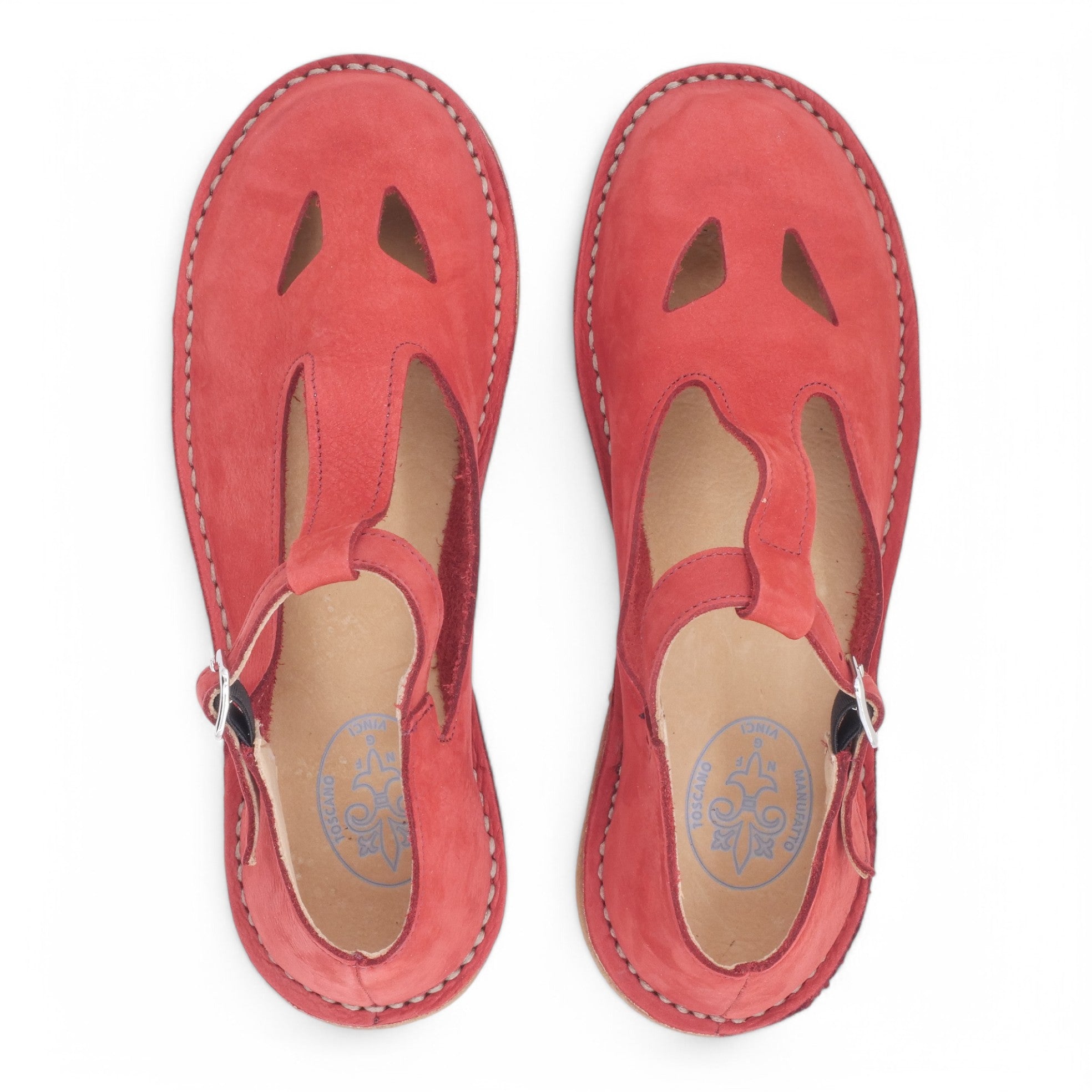  - ["Artigianato","Donna","Manufatto Toscano Vinci","PE25","Sandali Eleganti","Scarpe"] - Manufatto Toscano Vinci Nabuk Rosso 3 - Lupis SRL