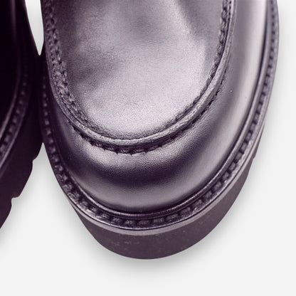 Mocassini con tacco Donna Eva Picci Pelle Nero Tiffany 3027