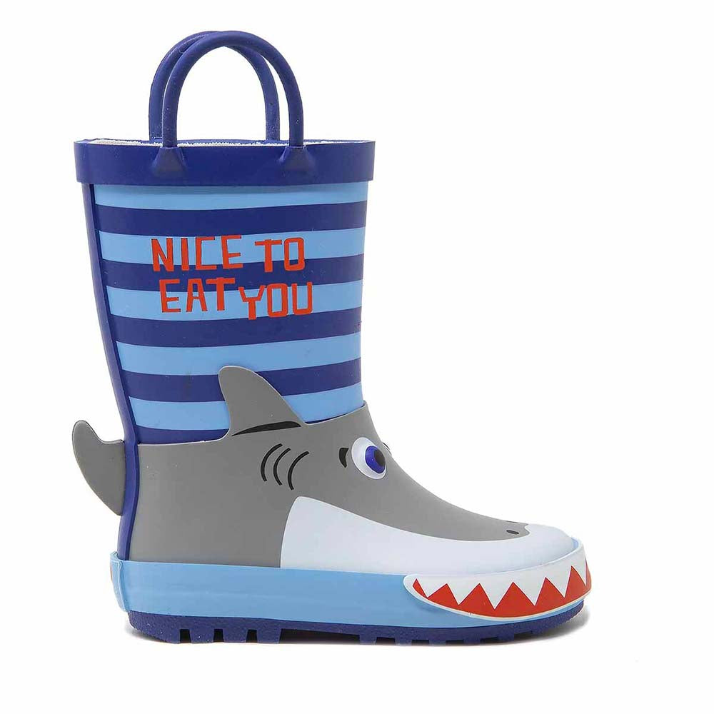 '- ["Kids","Mr. Tiggle","Nuovo","Scarpe","Stivali di gomma"] - Mr. Tiggle Rain Boots Squalo Rigato 001-027 - Lupis SRL