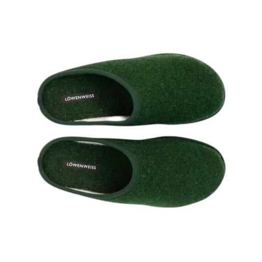 Pantofole Donna Lowenweiss Diva Con Zeppa 30 Feltro Di Lana Verde Bosco 7100FL-477