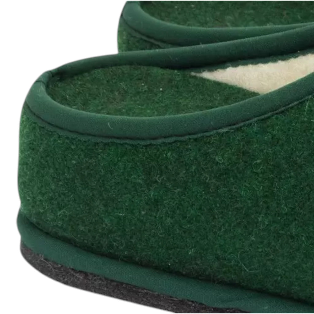 Pantofole Donna Lowenweiss Diva Con Zeppa 30 Feltro Di Lana Verde Bosco 7100FL-477