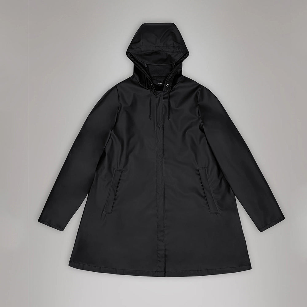 '- ["Abbigliamento","Donna","Giacche","Nuovo","Rains","Unisex"] - Rains A-Line W Jacket Black W3 18050 - Lupis SRL