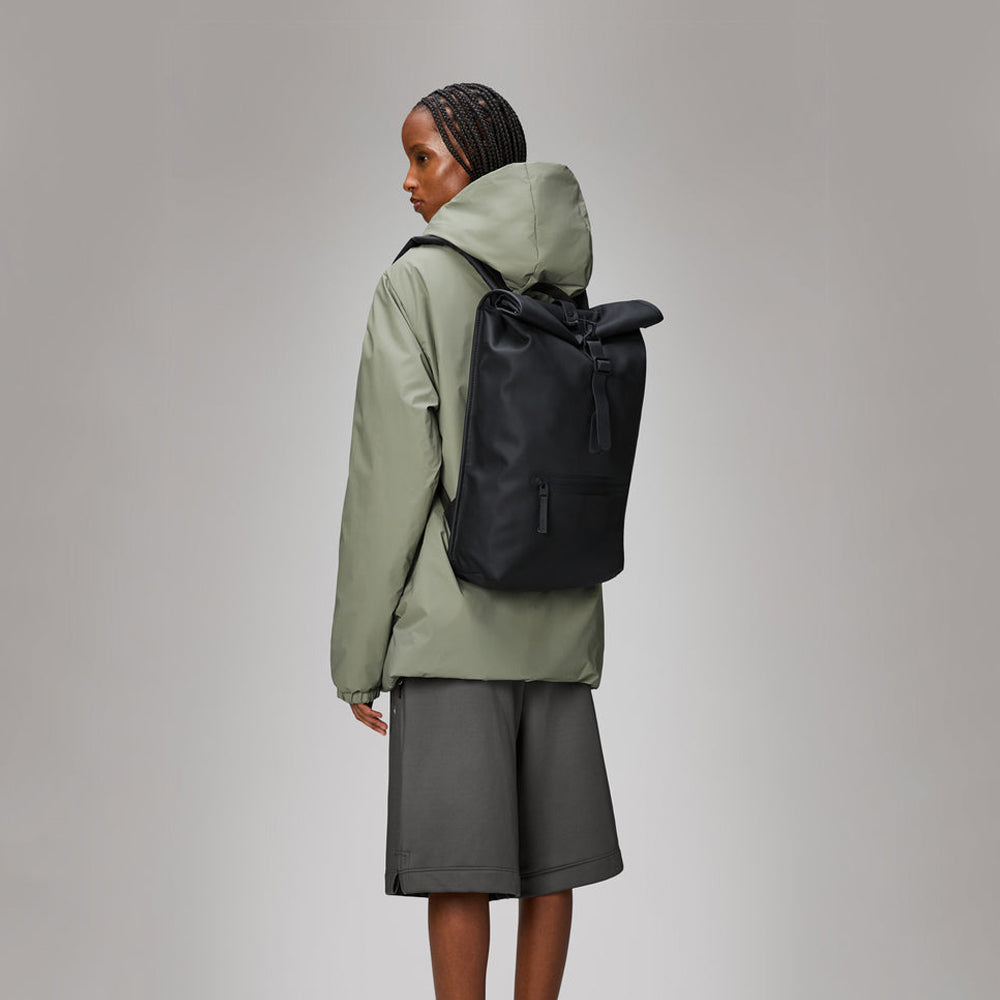  - ["Accessori","Donna","Nuovo","PE25","Rains","Unisex","Uomo","Zaini"] - Rains Rolltop Rucksack Black W3 13320 - Lupis SRL