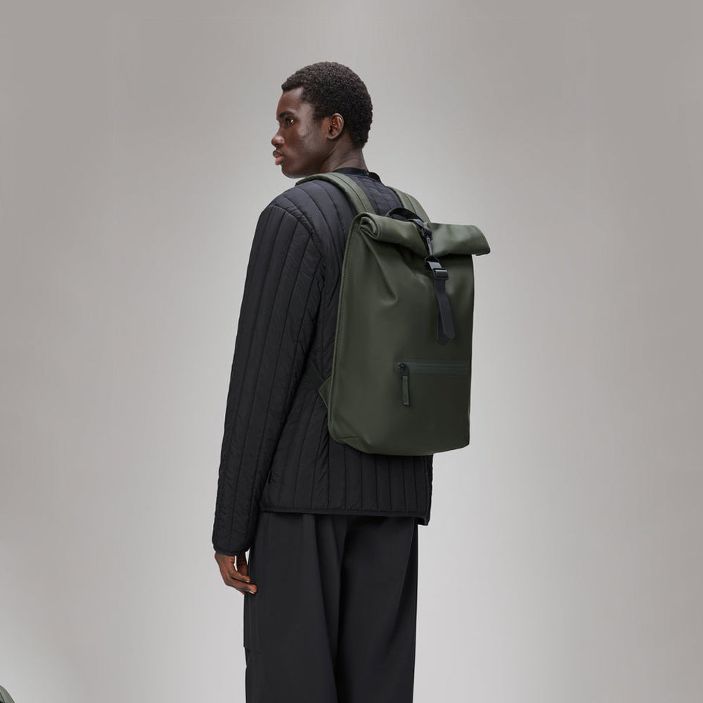 - ["Accessori","Donna","Nuovo","PE25","Rains","Unisex","Uomo","Zaini"] - Rains Rolltop Rucksack Green W3 13320 - Lupis SRL