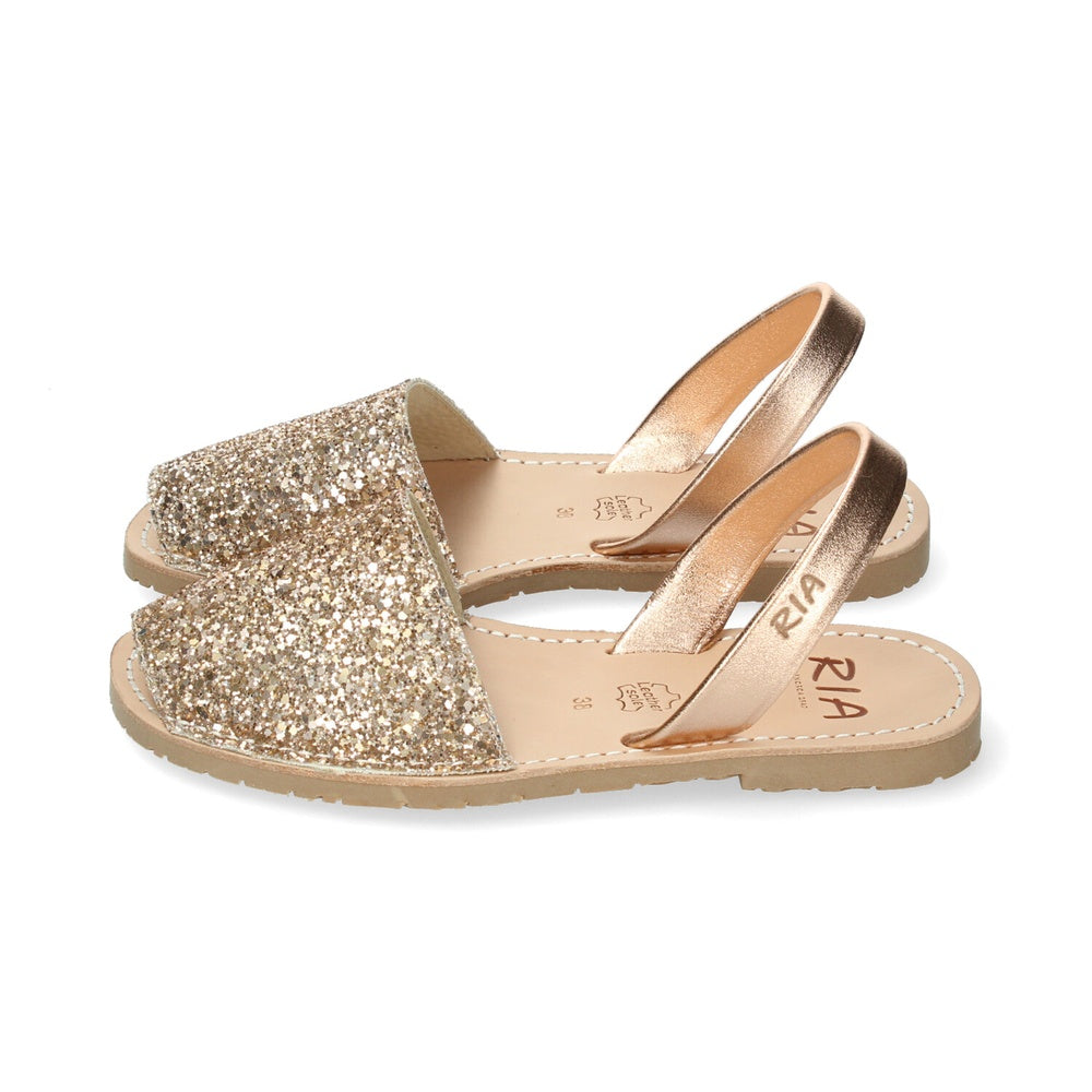 Ria Menorca Women's Minorcan Sandals Glitter Metallic Peach Caramel 21224-S2