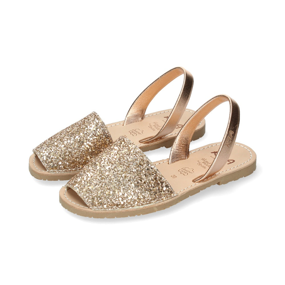 Ria Menorca Women's Minorcan Sandals Glitter Metallic Peach Caramel 21224-S2