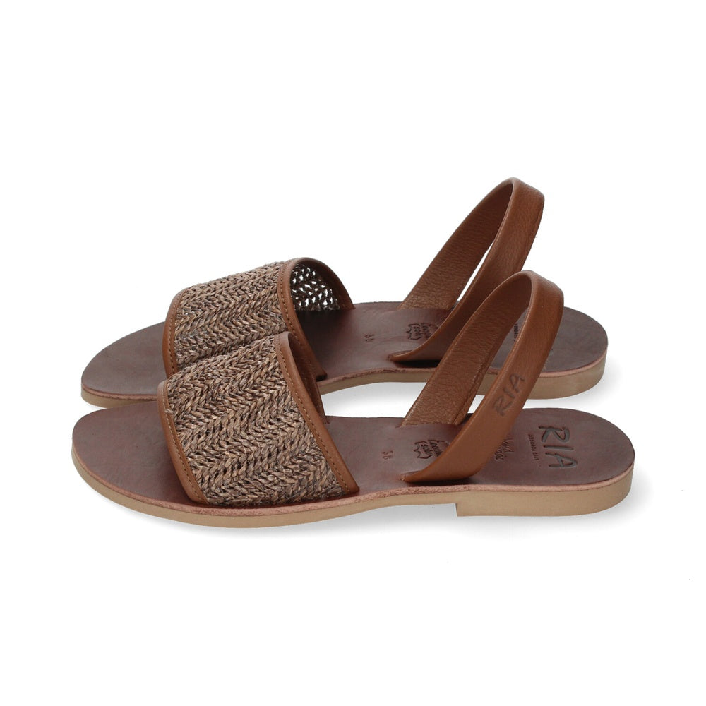 Ria Menorca Women's Naraka Velvet Leather Caramel Sandals 40339-T