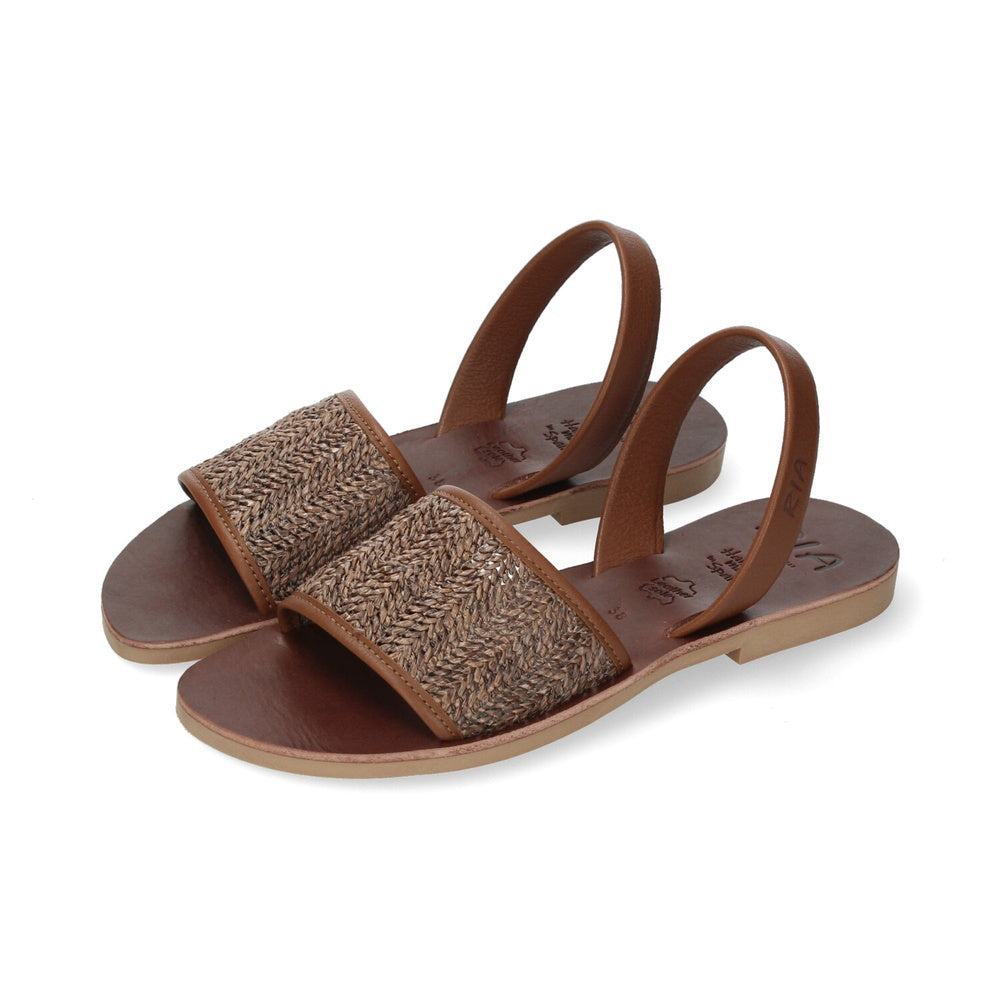 Ria Menorca Women's Naraka Velvet Leather Caramel Sandals 40339-T