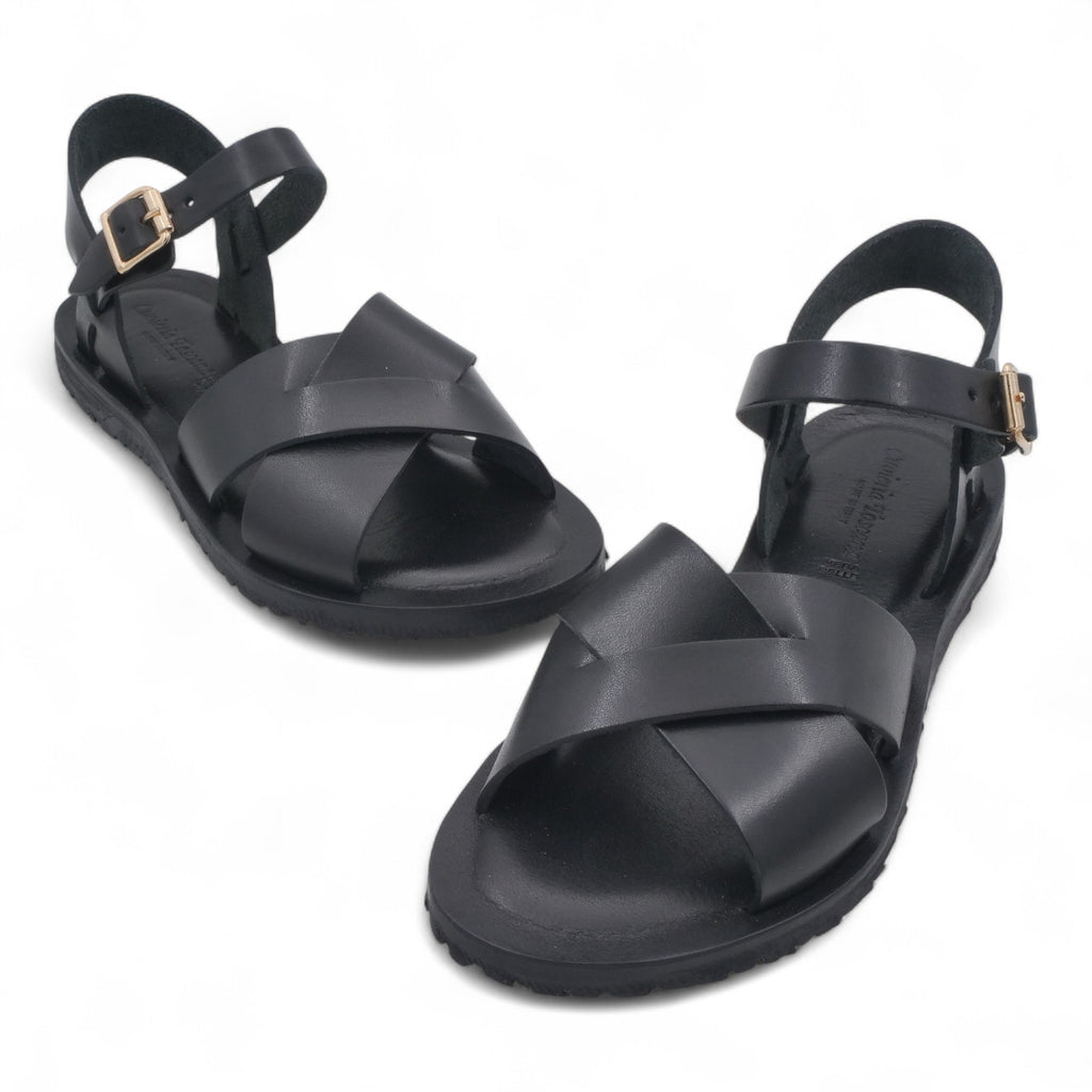  - ["Artigianato","Cuoieria Toscana","Donna","PE25","Sandali","Sandali Eleganti","Scarpe"] - Sandali Con Cinturino Pelle Green Bay Dive Nero 124/A - Lupis SRL