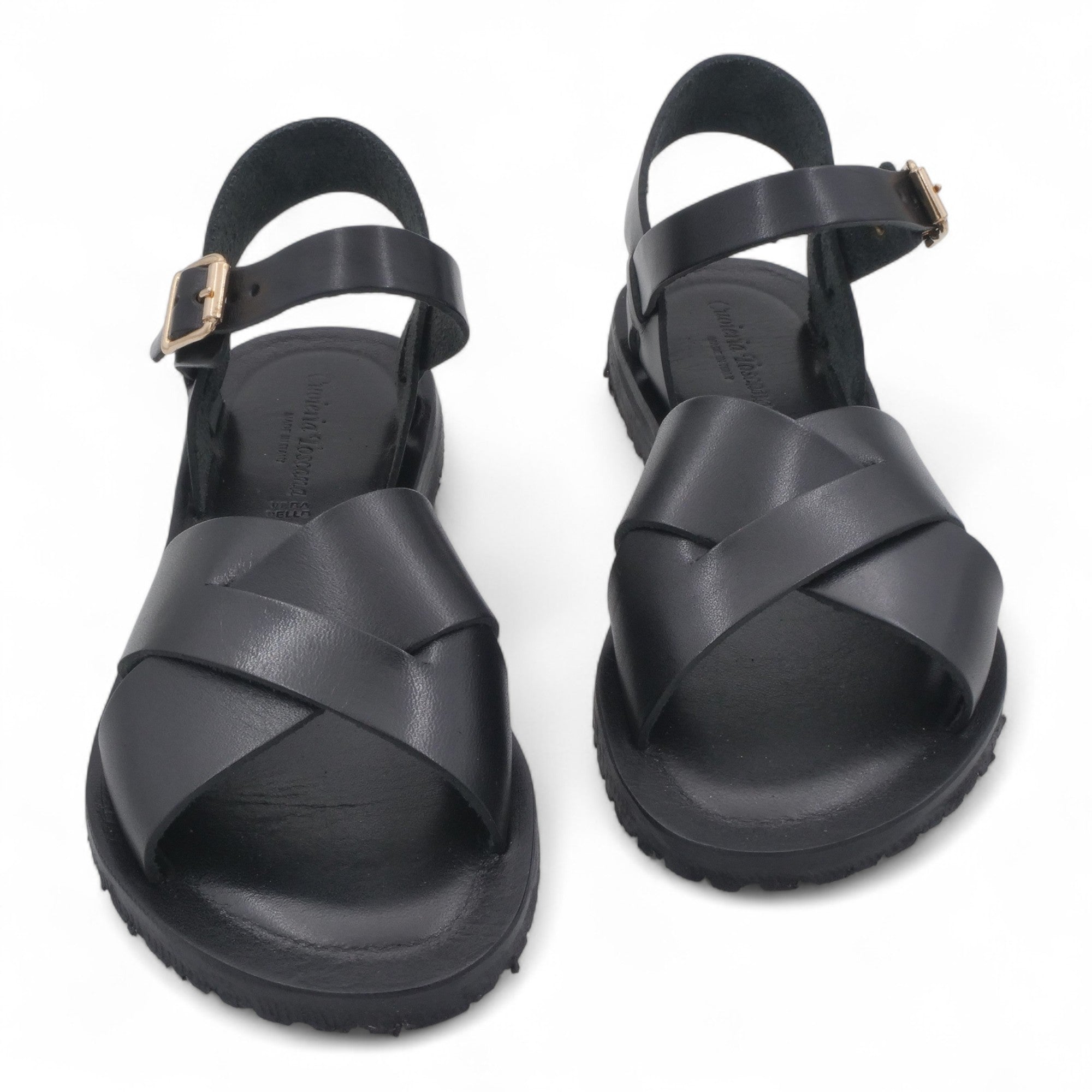  - ["Artigianato","Cuoieria Toscana","Donna","PE25","Sandali","Sandali Eleganti","Scarpe"] - Sandali Con Cinturino Pelle Green Bay Dive Nero 124/A - Lupis SRL