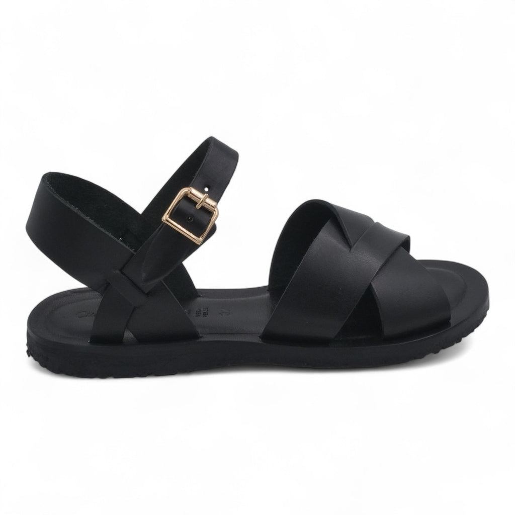  - ["Artigianato","Cuoieria Toscana","Donna","PE25","Sandali","Sandali Eleganti","Scarpe"] - Sandali Con Cinturino Pelle Green Bay Dive Nero 124/A - Lupis SRL