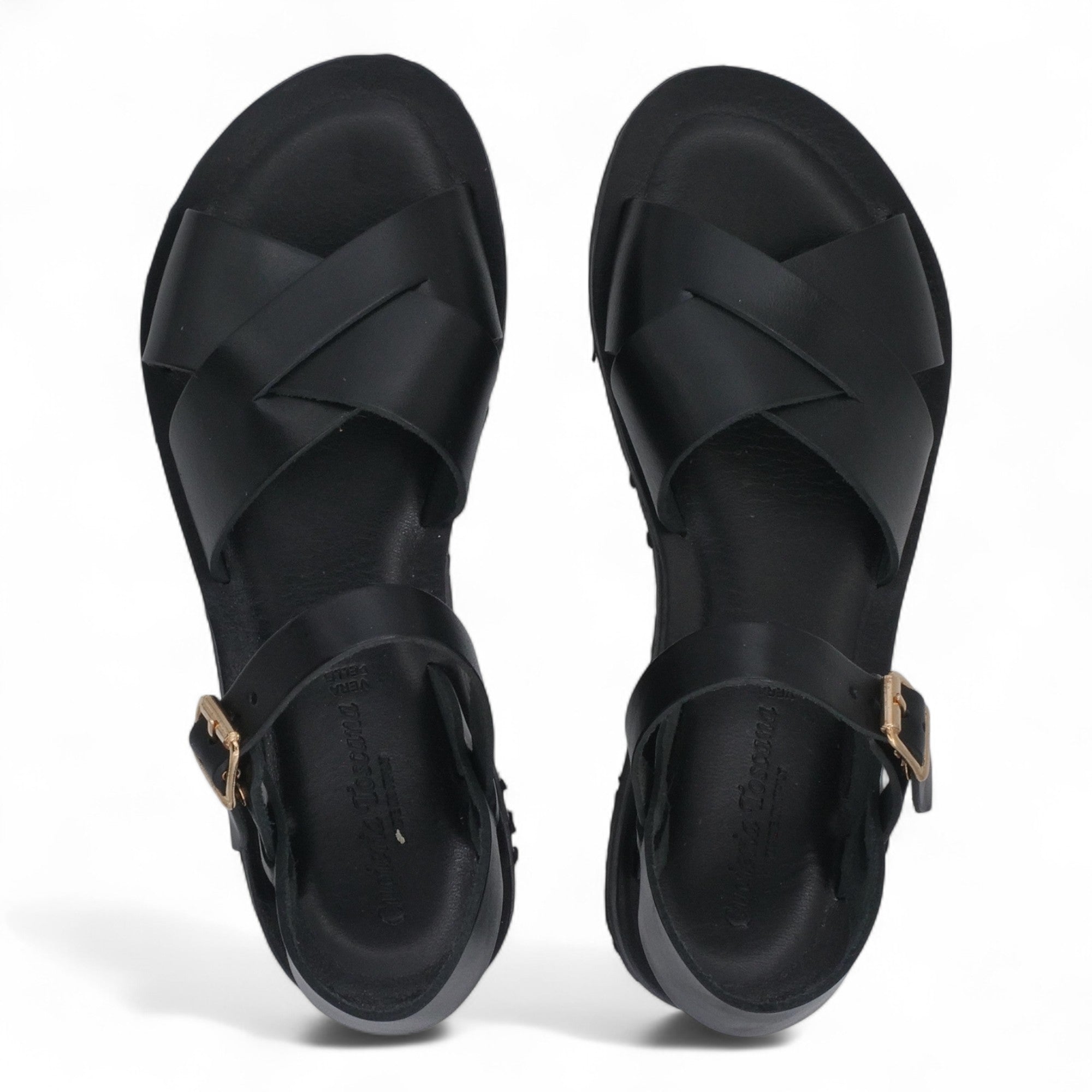  - ["Artigianato","Cuoieria Toscana","Donna","PE25","Sandali","Sandali Eleganti","Scarpe"] - Sandali Con Cinturino Pelle Green Bay Dive Nero 124/A - Lupis SRL