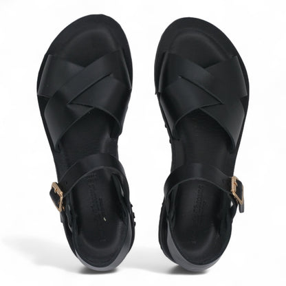  - ["Artigianato","Cuoieria Toscana","Donna","PE25","Sandali","Sandali Eleganti","Scarpe"] - Sandali Con Cinturino Pelle Green Bay Dive Nero 124/A - Lupis SRL