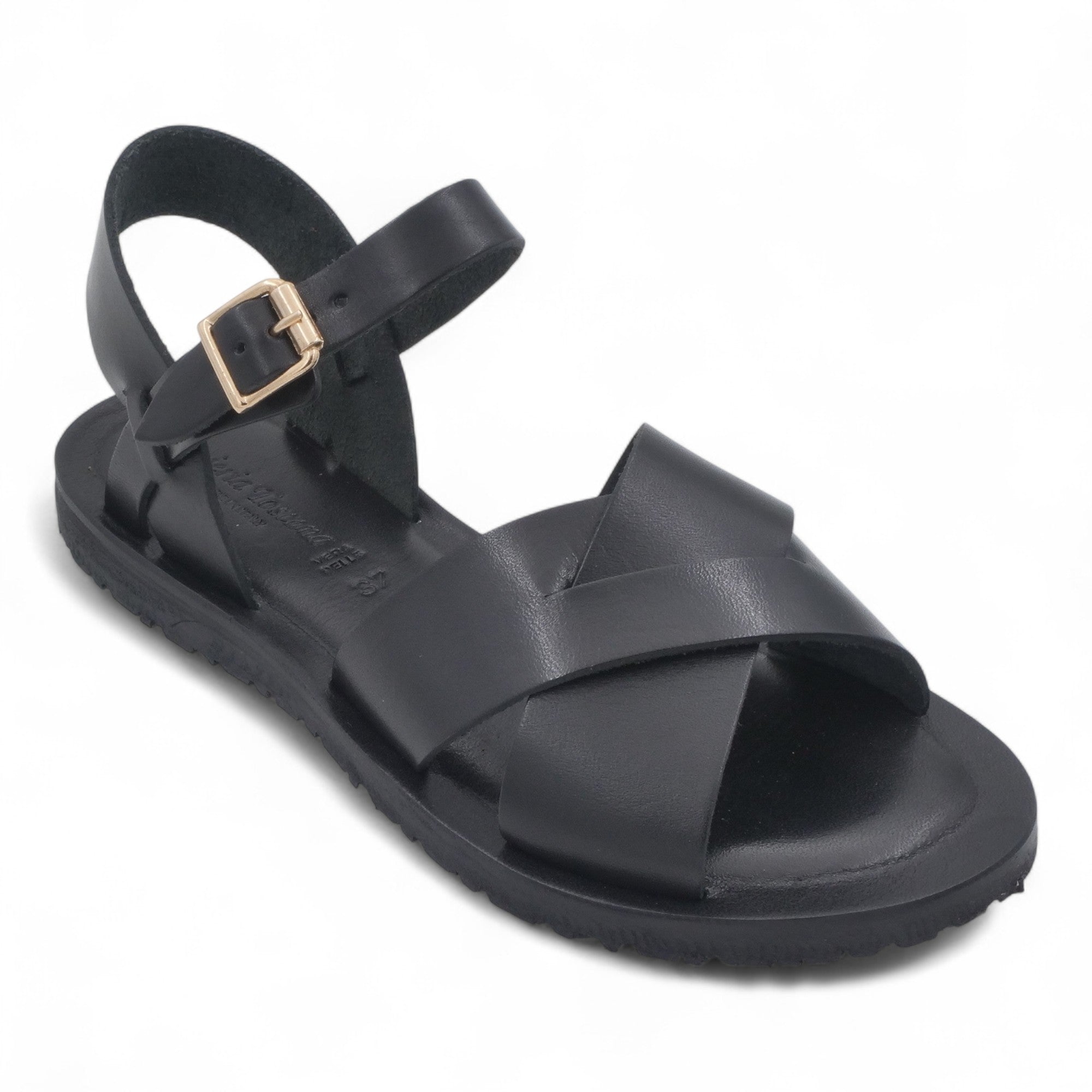  - ["Artigianato","Cuoieria Toscana","Donna","PE25","Sandali","Sandali Eleganti","Scarpe"] - Sandali Con Cinturino Pelle Green Bay Dive Nero 124/A - Lupis SRL