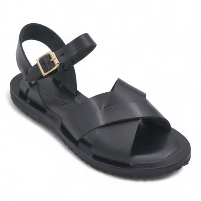  - ["Artigianato","Cuoieria Toscana","Donna","PE25","Sandali","Sandali Eleganti","Scarpe"] - Sandali Con Cinturino Pelle Green Bay Dive Nero 124/A - Lupis SRL