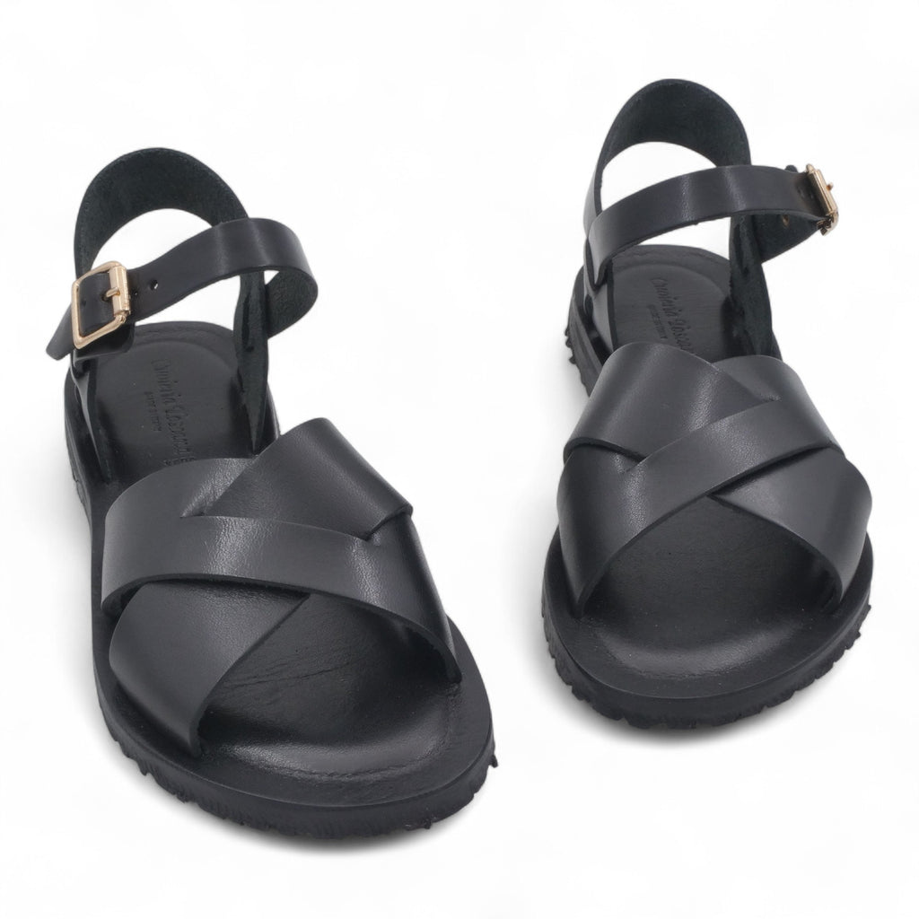  - ["Artigianato","Cuoieria Toscana","Donna","PE25","Sandali","Sandali Eleganti","Scarpe"] - Sandali Con Cinturino Pelle Green Bay Dive Nero 124/A - Lupis SRL