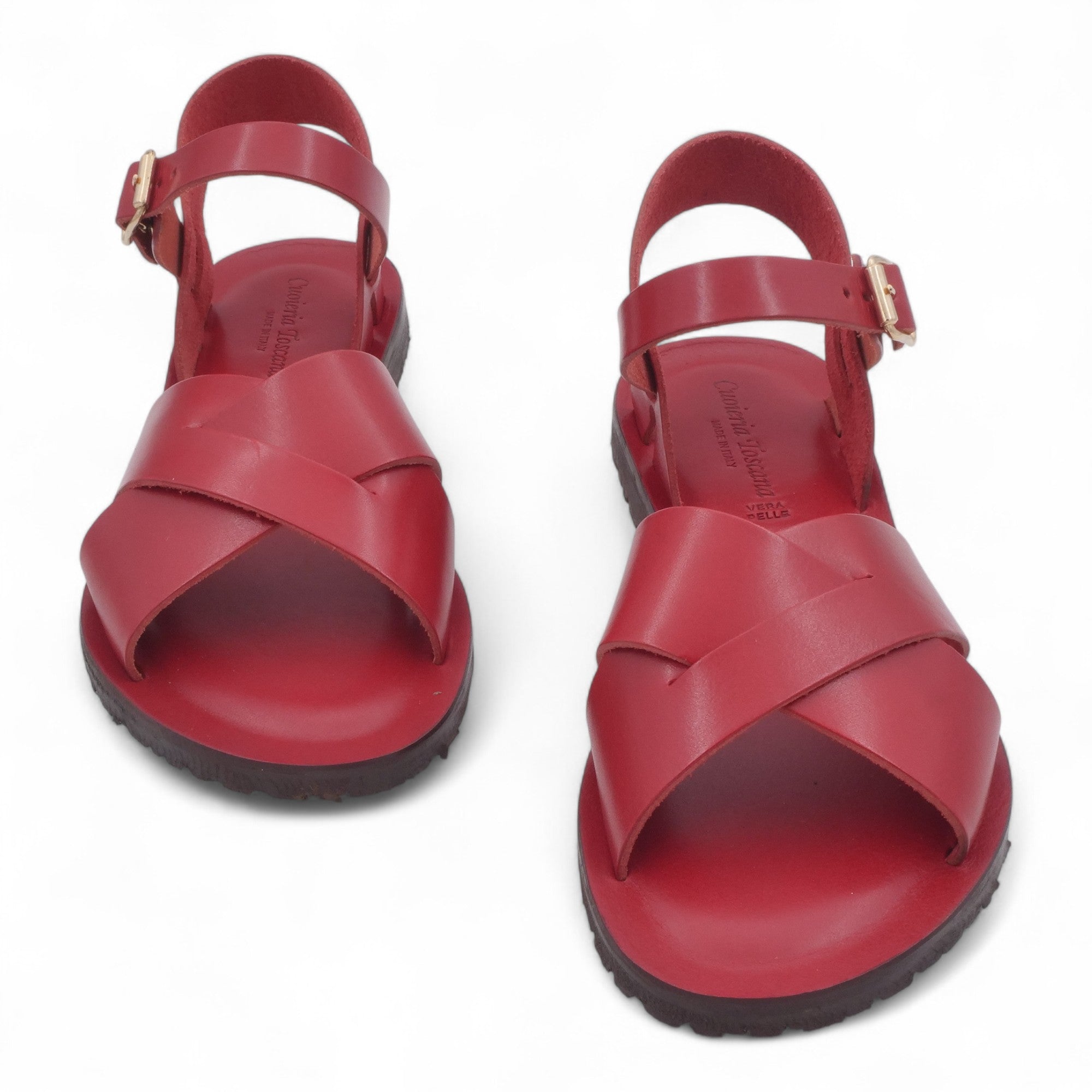  - ["Artigianato","Cuoieria Toscana","Donna","PE25","Sandali","Sandali Eleganti","Scarpe"] - Sandali Con Cinturino Pelle Green Bay Dive Rosso 124/A - Lupis SRL