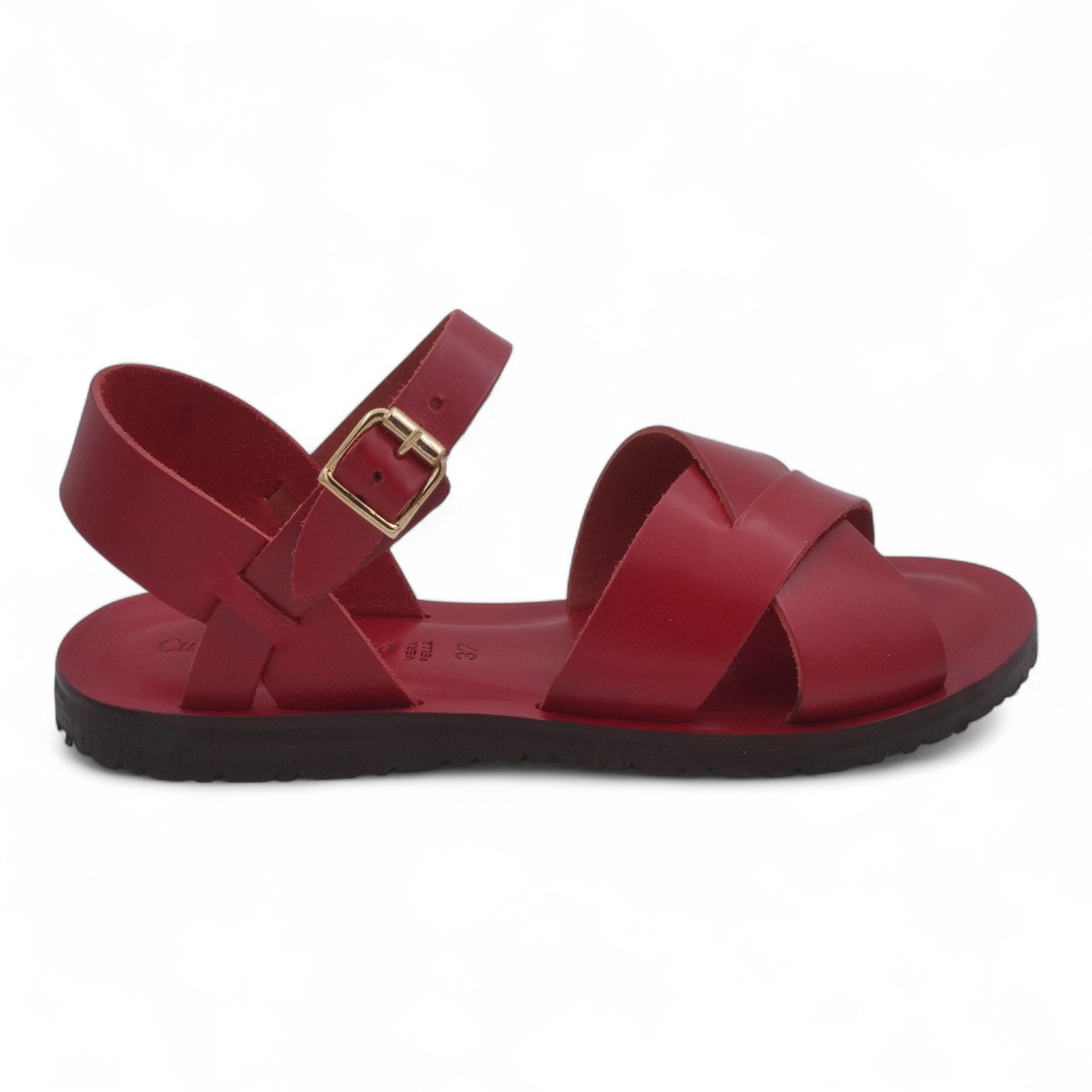  - ["Artigianato","Cuoieria Toscana","Donna","PE25","Sandali","Sandali Eleganti","Scarpe"] - Sandali Con Cinturino Pelle Green Bay Dive Rosso 124/A - Lupis SRL