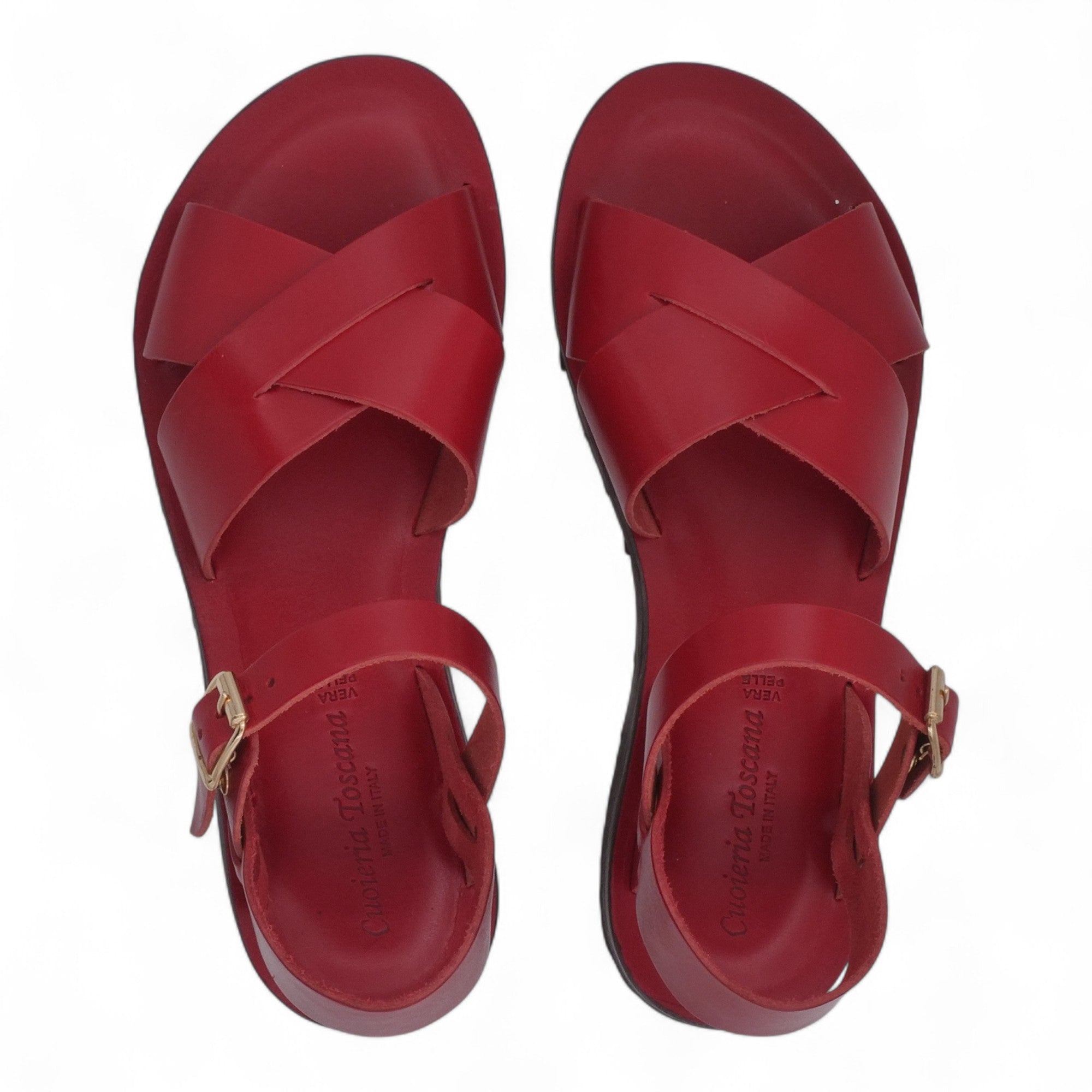  - ["Artigianato","Cuoieria Toscana","Donna","PE25","Sandali","Sandali Eleganti","Scarpe"] - Sandali Con Cinturino Pelle Green Bay Dive Rosso 124/A - Lupis SRL