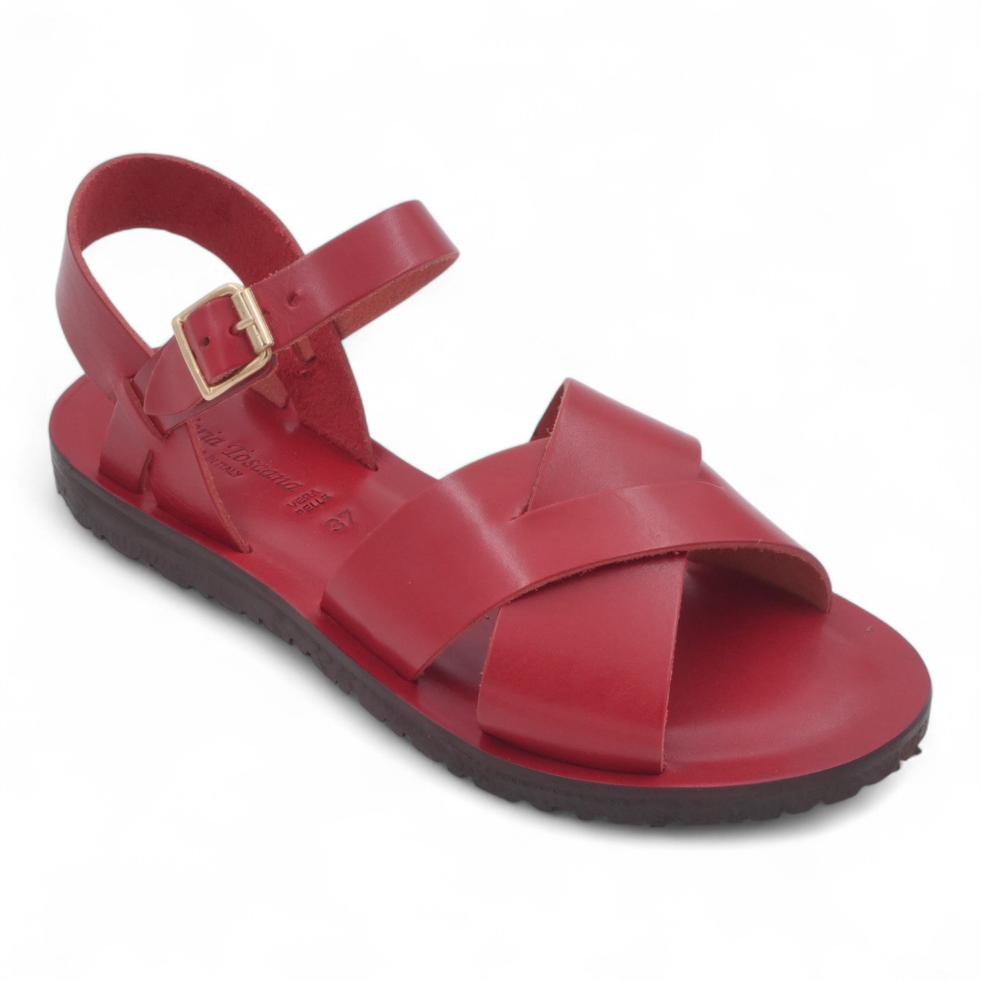  - ["Artigianato","Cuoieria Toscana","Donna","PE25","Sandali","Sandali Eleganti","Scarpe"] - Sandali Con Cinturino Pelle Green Bay Dive Rosso 124/A - Lupis SRL