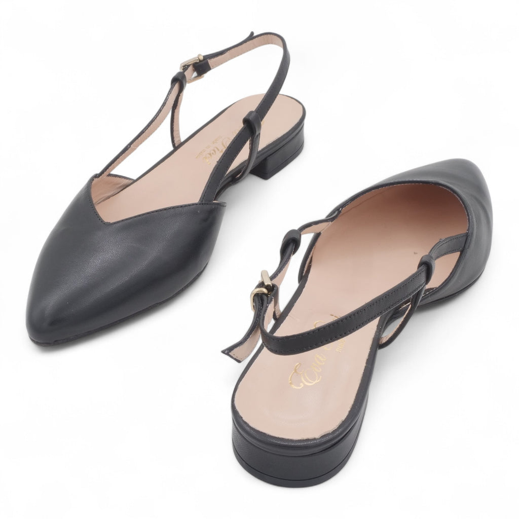  - ["Artigianato","Donna","Eva Picci","Scarpe","Slingback","Tacco"] - Sandali con Tacco Da Donna Eva Picci Nappa Nero T Pelle S Cuoio 1198 - Lupis SRL