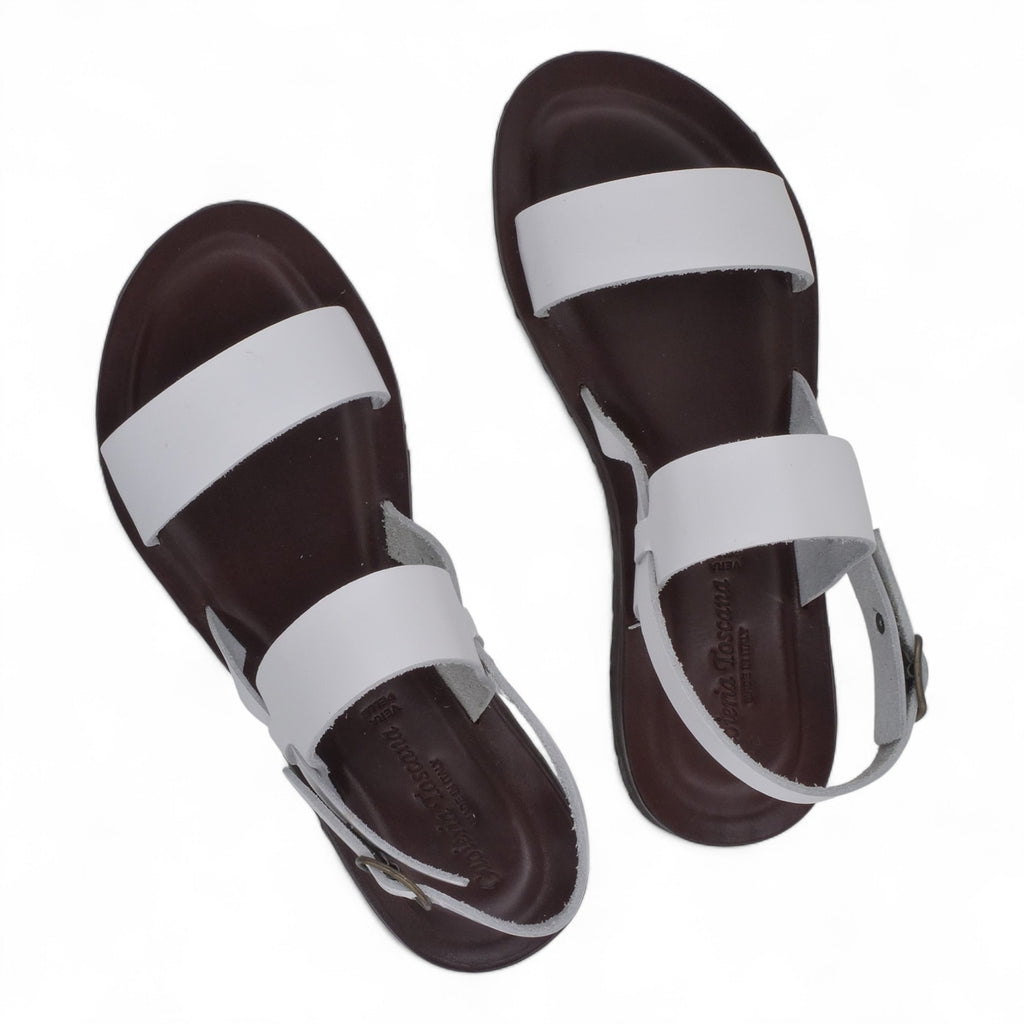  - ["Artigianato","Cuoieria Toscana","Donna","PE25","Sandali","Sandali Eleganti","Scarpe"] - Sandalo Frate Pelle Green Bay Dive Bianco 12 - Lupis SRL