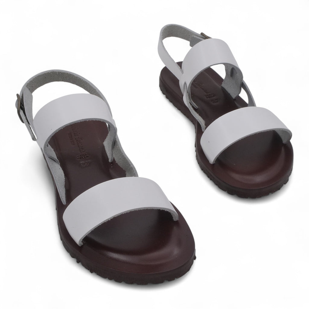  - ["Artigianato","Cuoieria Toscana","Donna","PE25","Sandali","Sandali Eleganti","Scarpe"] - Sandalo Frate Pelle Green Bay Dive Bianco 12 - Lupis SRL