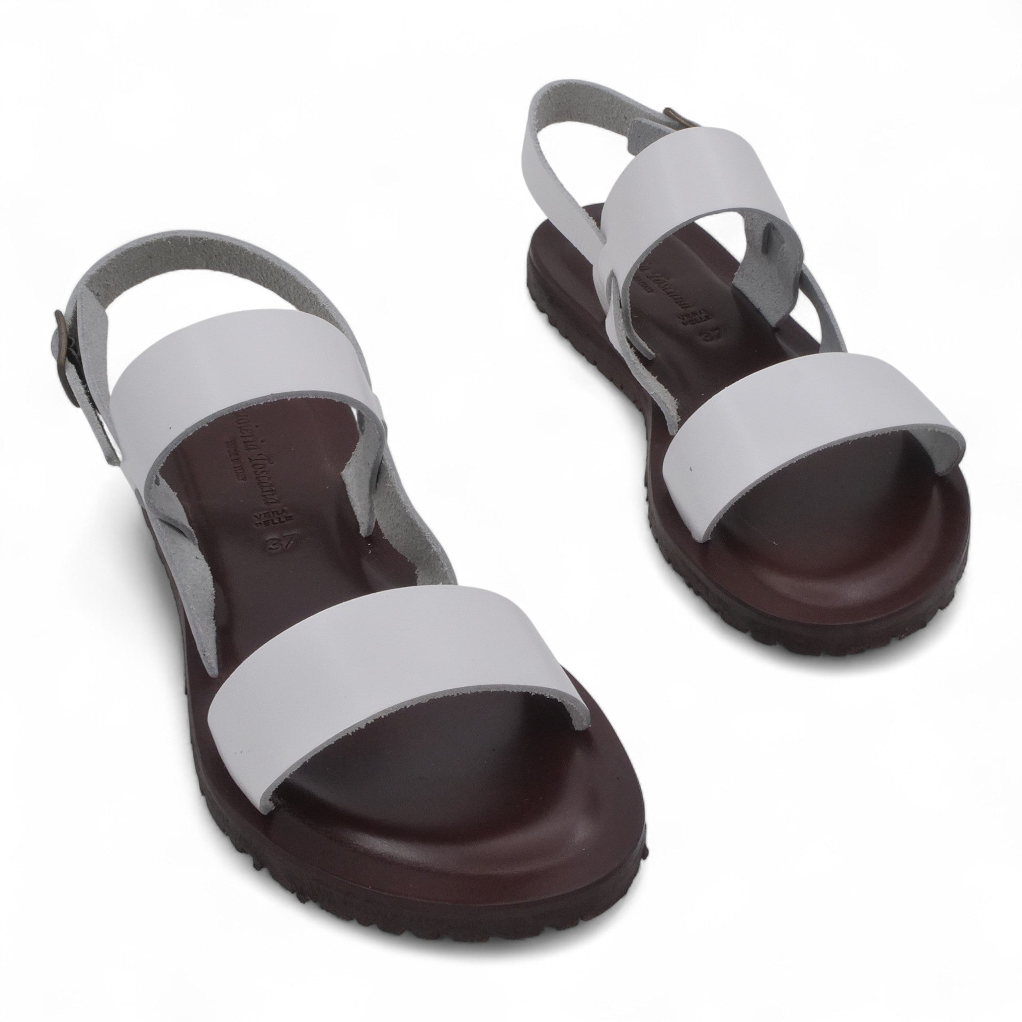  - ["Artigianato","Cuoieria Toscana","Donna","PE25","Sandali","Sandali Eleganti","Scarpe"] - Sandalo Frate Pelle Green Bay Dive Bianco 12 - Lupis SRL