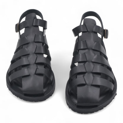  - ["Artigianato","Cuoieria Toscana","Donna","PE25","Sandali","Sandali Eleganti","Scarpe"] - Sandalo Gabbietta Pelle Green Bay Dive Nero 111 - Lupis SRL