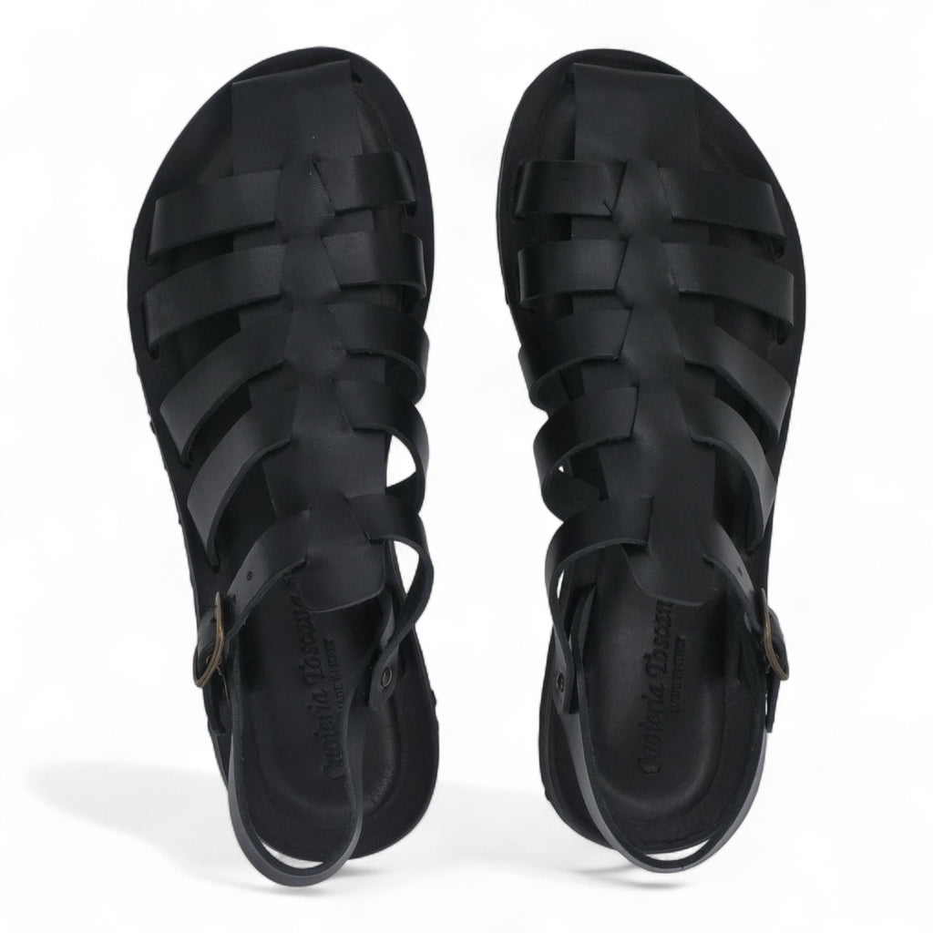  - ["Artigianato","Cuoieria Toscana","Donna","PE25","Sandali","Sandali Eleganti","Scarpe"] - Sandalo Gabbietta Pelle Green Bay Dive Nero 111 - Lupis SRL