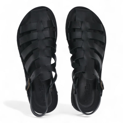  - ["Artigianato","Cuoieria Toscana","Donna","PE25","Sandali","Sandali Eleganti","Scarpe"] - Sandalo Gabbietta Pelle Green Bay Dive Nero 111 - Lupis SRL